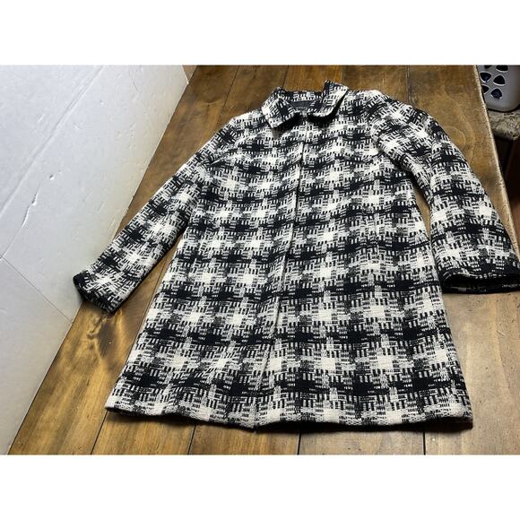 VTG PENDLETON Womens Virgin Wool Black White Tweed Coat Size 10 - Picture 1 of 11